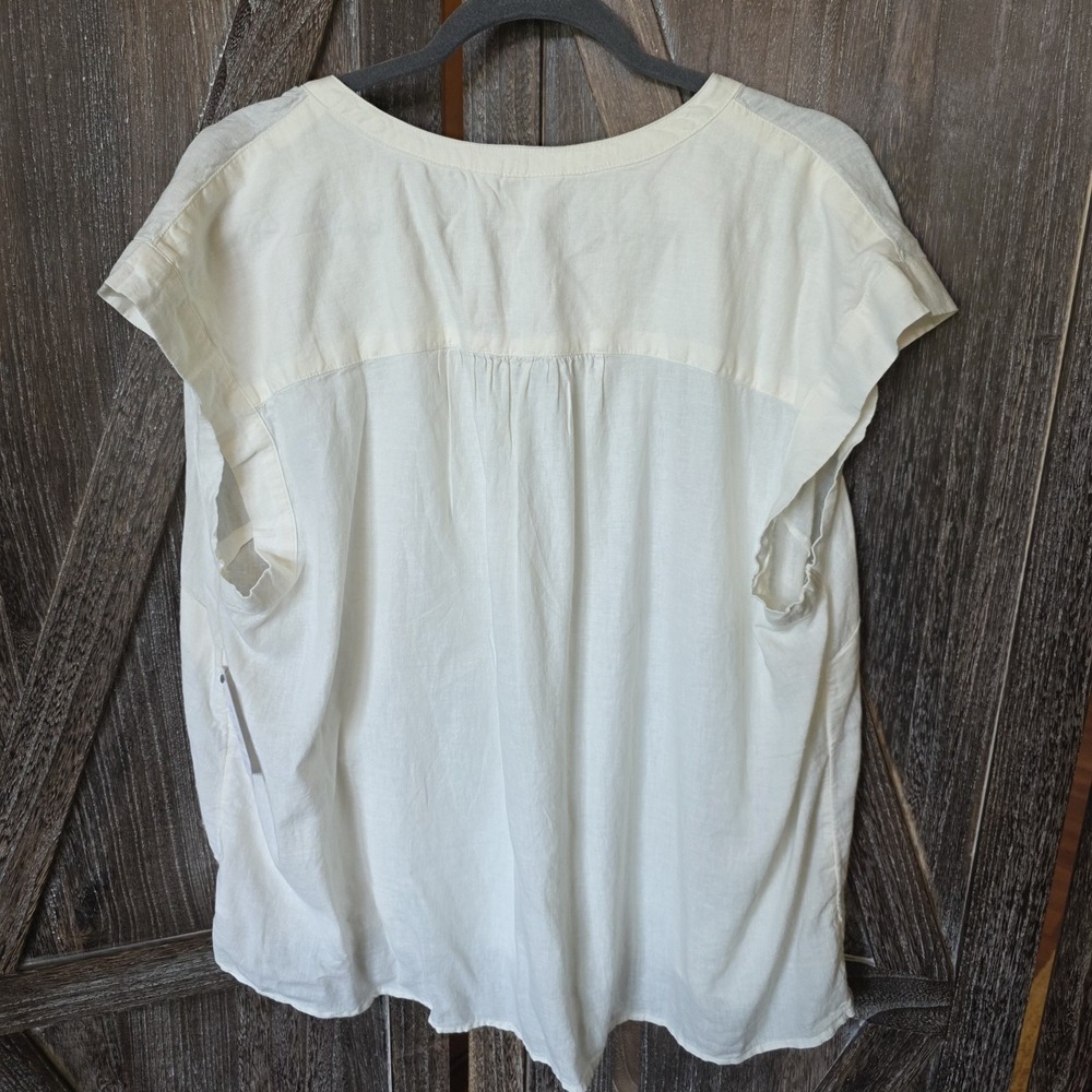 Time & Tru Shirt Women's Size XXXL (22) Ivory Pintuck Blouse Linen Blend Buttons - Picture 8 of 8